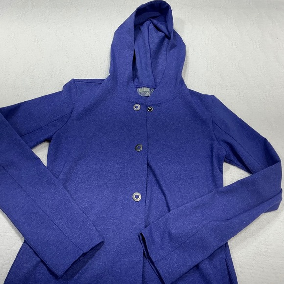 Athleta Women Purple Heather Hooded Snap Front Jacket 903670 XS Longline Coat - Picture 7 of 9